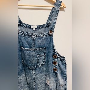 EASEL OVERSIZED DISTRESSED OVERALLS Size Small